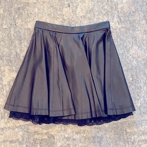 ALICE + OLIVIA Black Leather Lace
Trapeze Skirt